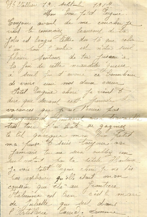 8 - Lettre de Hortense Faurite adressÃ©e Ã  son fiancÃ© datÃ©e du 19 septembre 1914 (1).jpg