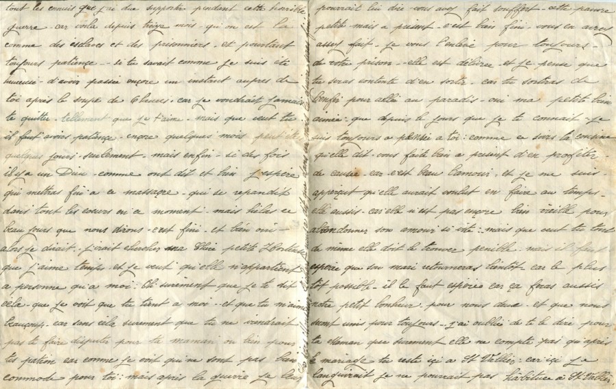 39 - Lettre d'Eugène Felenc adressée à sa fiancée Hortense Faurite datée du 22 août 1915 - Page 2 & 3.jpg