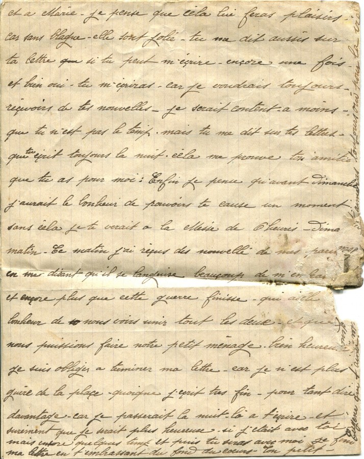 43 - Lettre d'Eugène Felenc adressée à sa fiancée Hortense Faurite datée du 26 août 1915 - Page 4.jpg