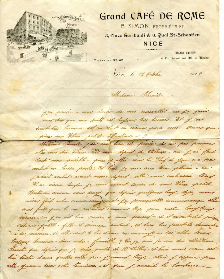 65 - Lettre de Eugène Felenc à Mme Faurite datée du 12 octobre1915- page 1.jpg