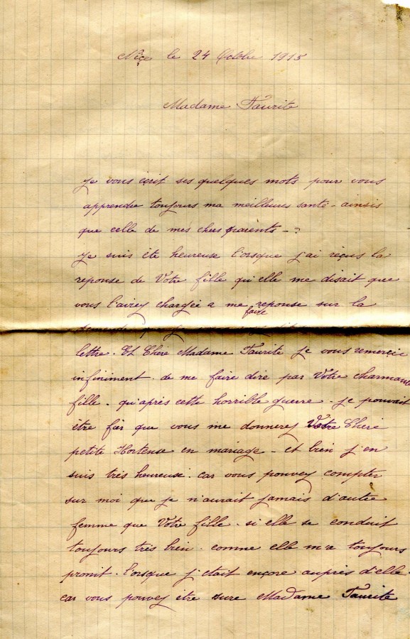 75 - Lettre de Eugène Felenc à Mme Faurite datée du 24 octobre1915- page 1.jpg