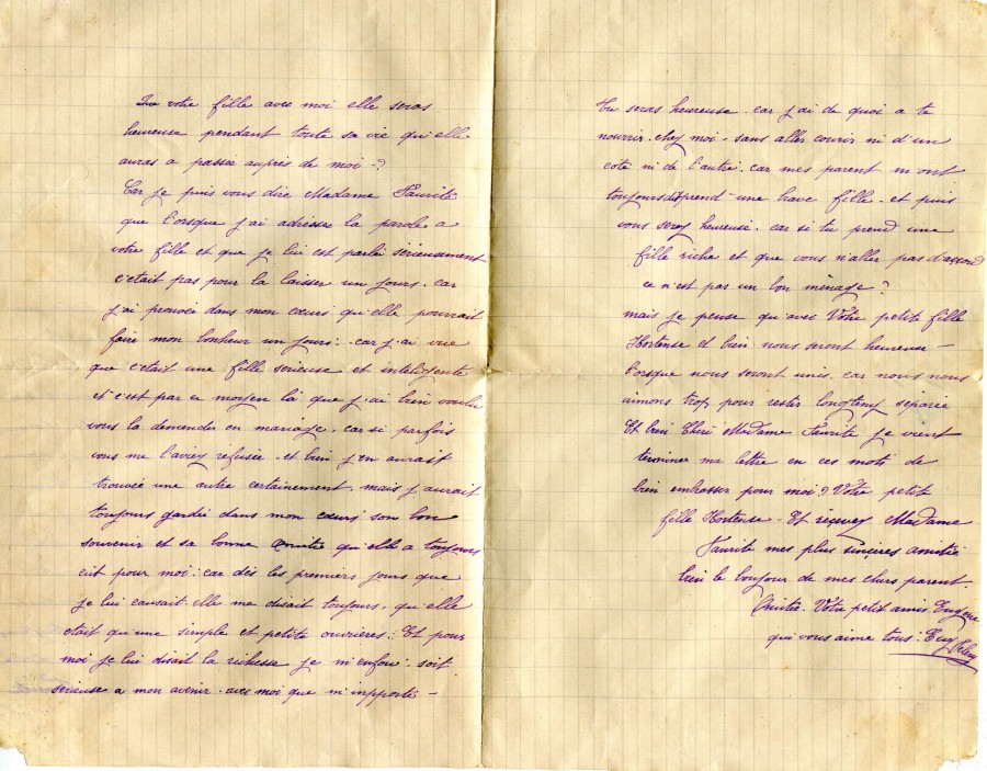 76 - Lettre de Eugène Felenc à Mme Faurite datée du 24 octobre1915- pages 2-3.jpg