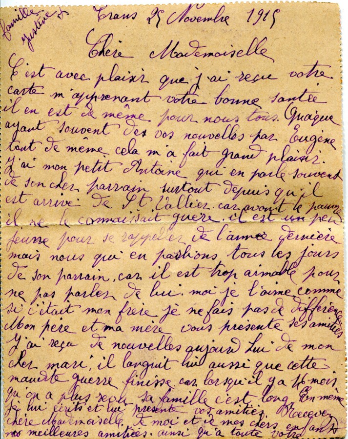 97 - Verso Carte-Lettre de Justine Felenc adressée à Hortense Faurite datée du 25 novembre 1915.jpg