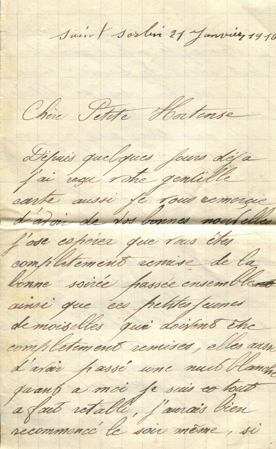 25 - Lettre de Joseph Lecommantous Ã  Hortense Faurite datÃ©e du 21 janvier 1916-Page 1.jpg