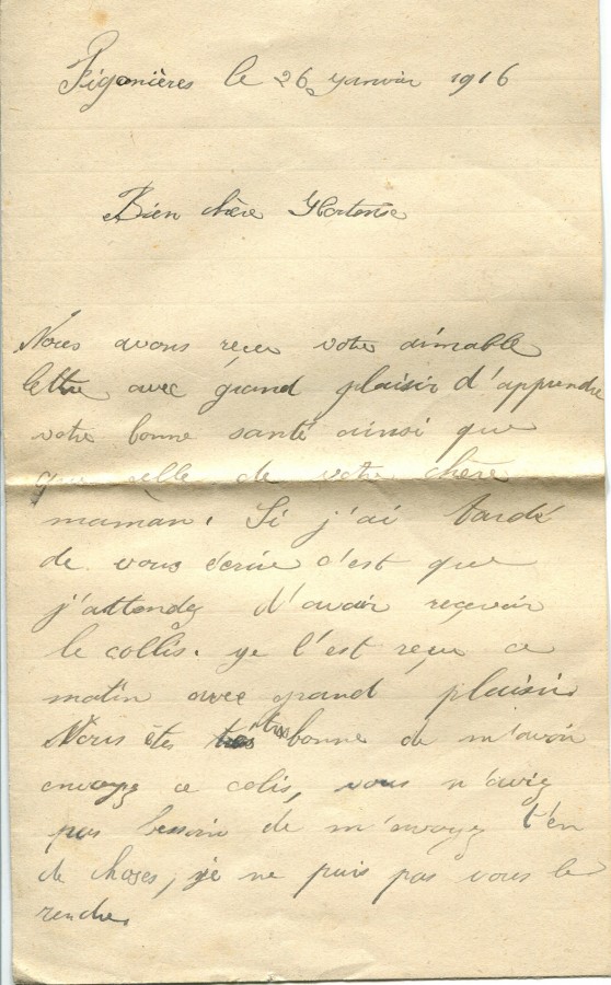 28 - Lettre de Marie Louise Felenc Ã  Hortense Faurite  datÃ©e du 26 janvier 1916-Page 1.jpg