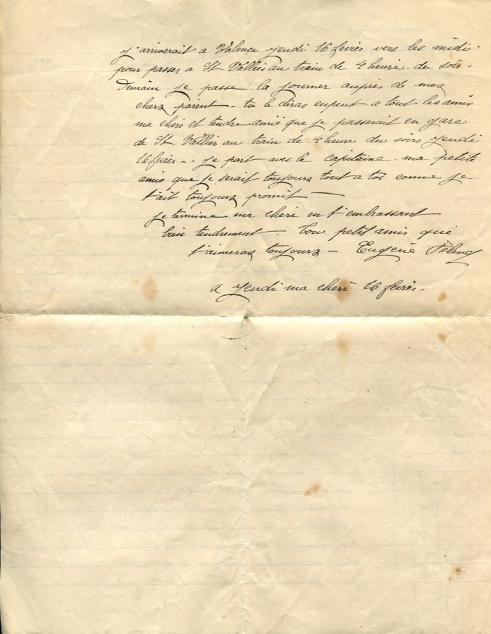 37 - Lettre d'EugÃ¨ne Felenc Ã  Hortense Faurite datÃ©e du 14 fÃ©vreir 1916- Page 2.jpg