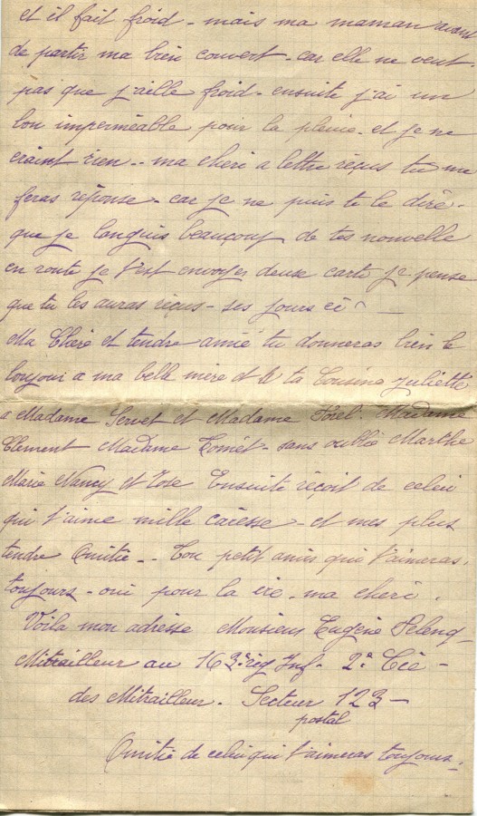 40 - Lettre d'EugÃ¨ne Felenc Ã  Hortense Faurite datÃ©e du 19 fÃ©vrier 1916- Page 4.jpg