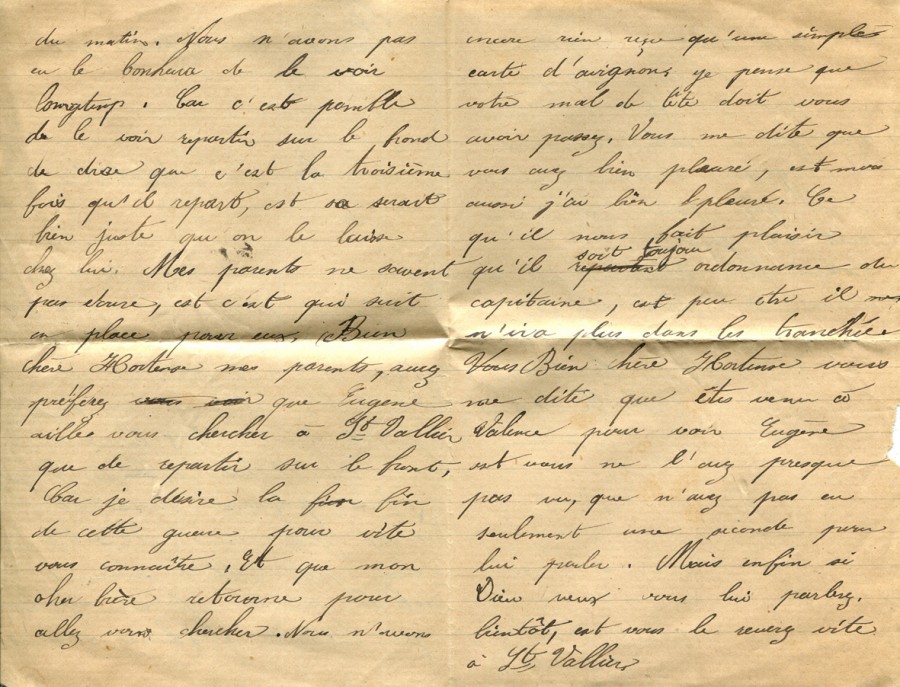 42 - Lettre de Marie Louise Felenc Ã  Hortense Faurite  datÃ©e du 20 fÃ©vrier 1916-Pages 2 & 3.jpg