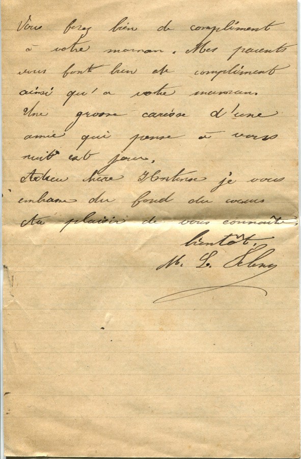 43 - Lettre de Marie Louise Felenc Ã  Hortense Faurite  datÃ©e du 20 fÃ©vrier 1916-Page 4.jpg