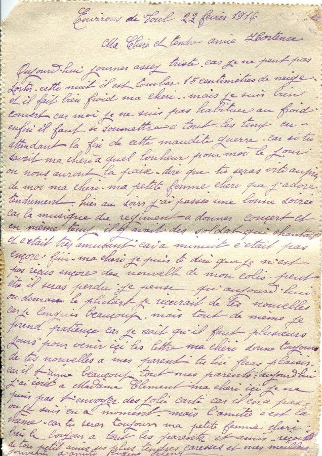 46 - Verso Carte Lettre d'EugÃ¨ne Felenc Ã  Hortense Faurite datÃ©e du 22 fÃ©vrier 1916.jpg