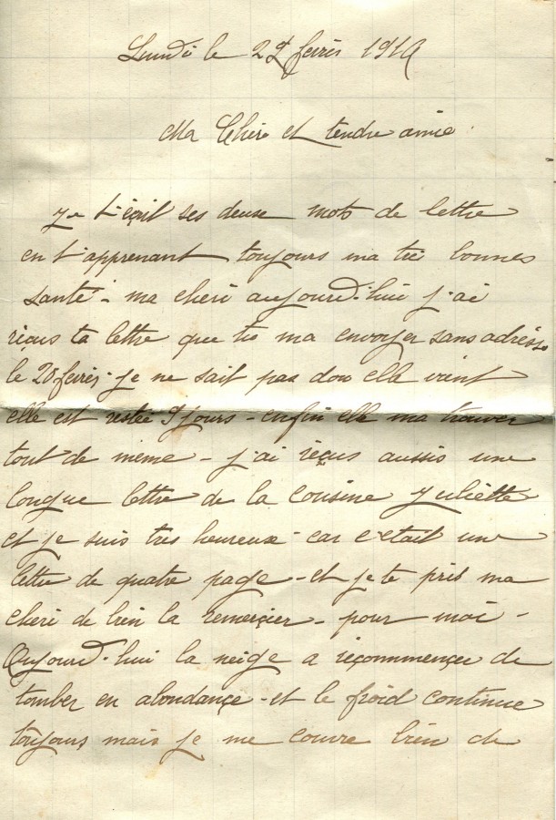 51 - Lettre d'EugÃ¨ne Felenc Ã  Hortense Faurite datÃ©e du 29 fÃ©vrier 1916- Page 1.jpg