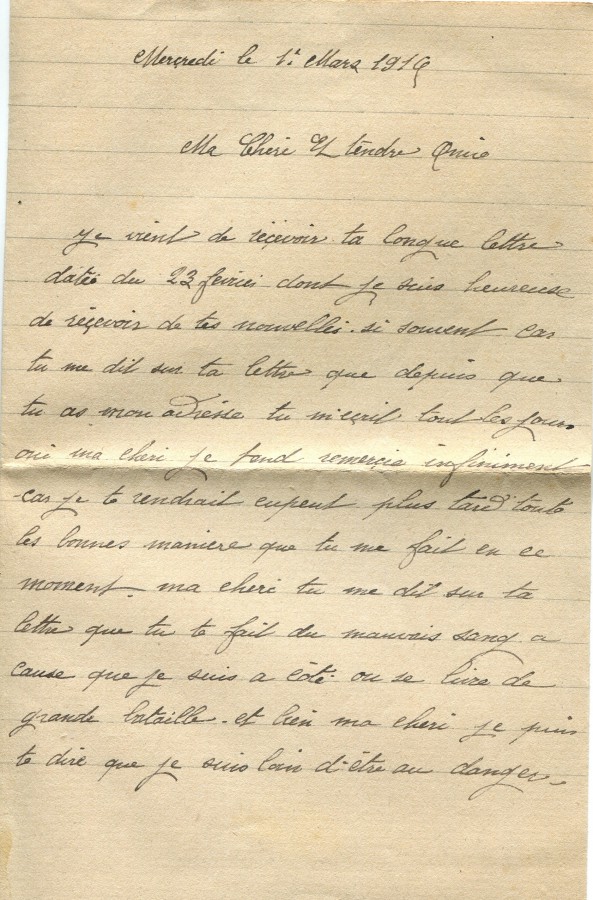 54 - Lettre d'EugÃ¨ne Felenc Ã  Hortense Faurite datÃ©e du 1er mars 1916-Page 1.jpg