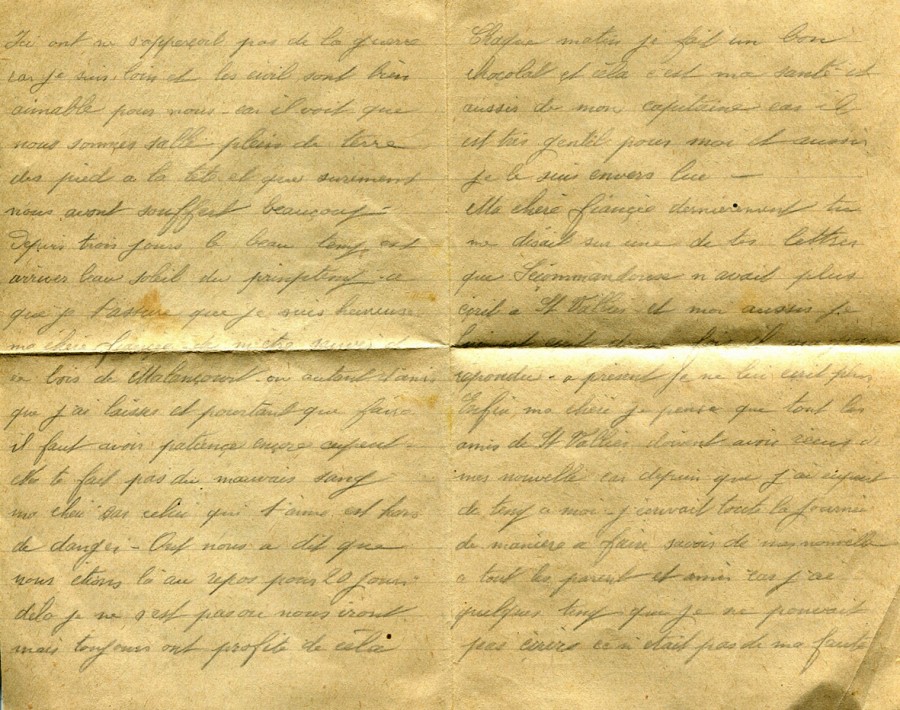 93 - Lettre d'EugÃ¨ne Felenc adressÃ©e Ã  sa fiancÃ©e Hortense Faurite datÃ©e du 21 avril 1916 - Pages 2 & 3.jpg