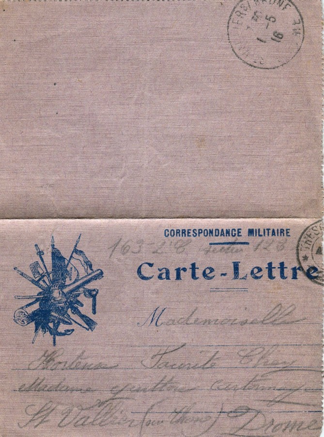 101 - Recto Carte lettre d'EugÃ¨ne Felenc adressÃ©e Ã  sa fiancÃ©e Hortense Faurite datÃ©e du 27 avril 1916.jpg