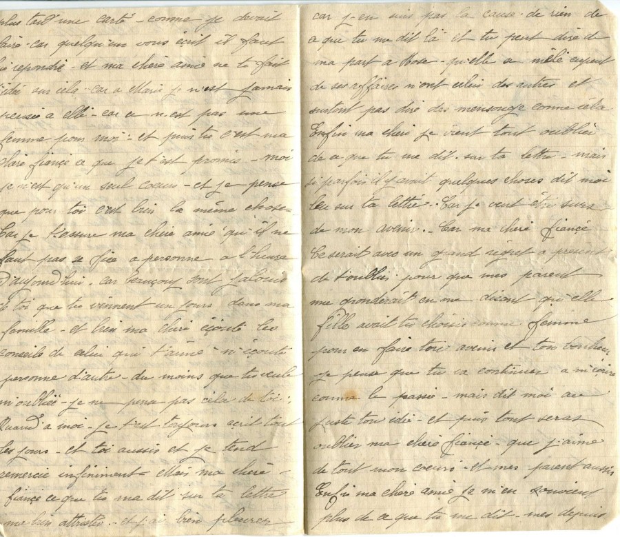 117 - Lettre d'EugÃ¨ne Felenc adressÃ©e Ã  sa fiancÃ©e Hortense Faurite datÃ©e du 5 mai 1916 - Pages 2 & 3.jpg