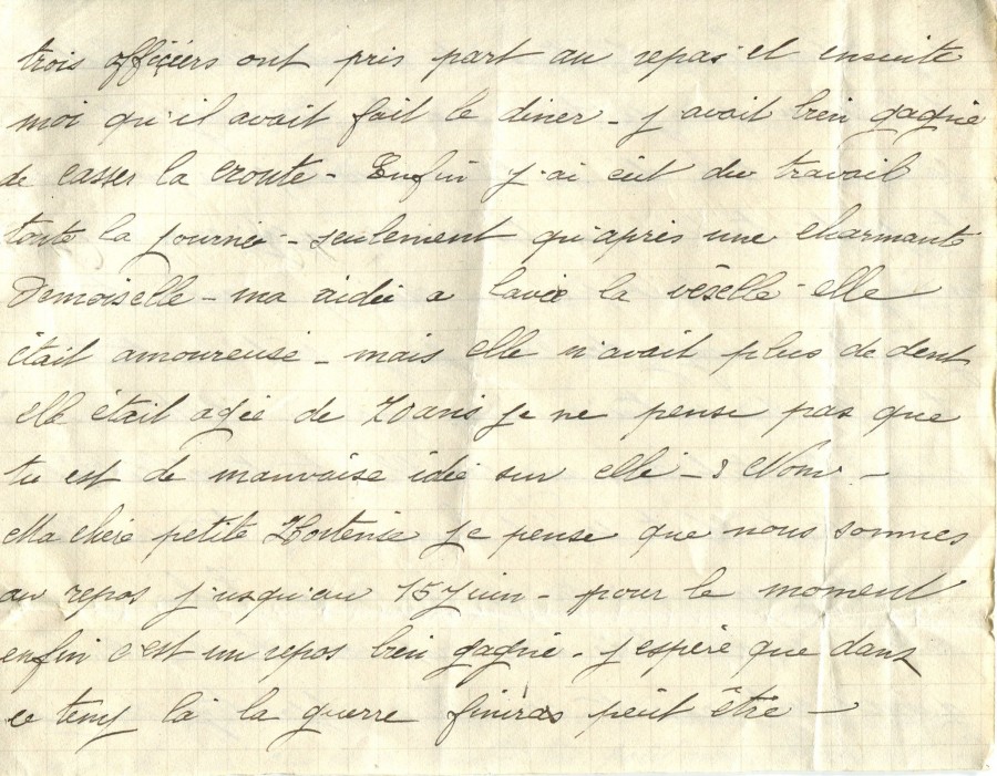 153 - Lettre d'EugÃ¨ne Felenc adressÃ©e Ã  sa fiancÃ©e Hortense Faurite datÃ©e du 27 mai 1916 - Page 4.jpg