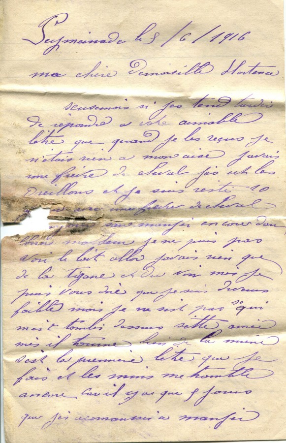 170 - Lettre de Louis Felenc adressÃ©e Ã  Hortense Faurite datÃ©e du 5 juin 1916 - Page 1.jpg