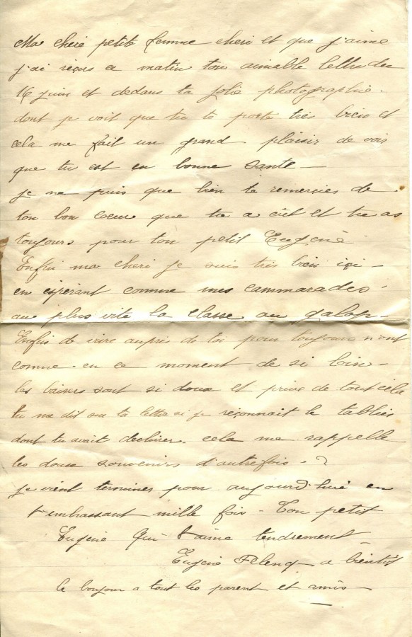 188 - Lettre d'EugÃ¨ne Felenc Ã  sa fiancÃ©e Hortense Faurite  datÃ©e du 22 Juin 1916- Page 2.jpg