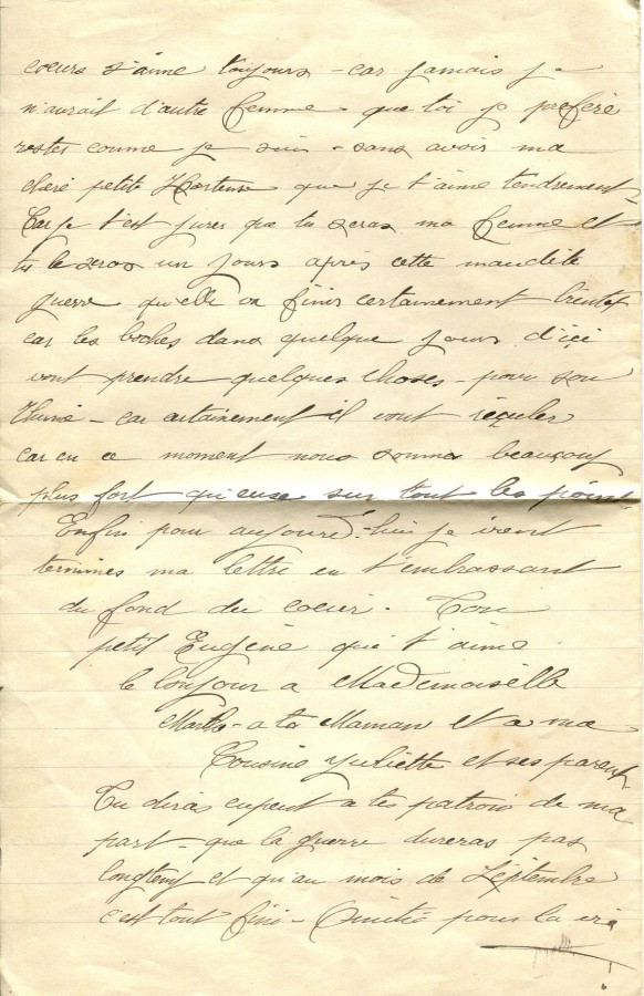 190 - Lettre d'EugÃ¨ne Felenc Ã  sa fiancÃ©e Hortense Faurite  datÃ©e du 23 Juin 1916 - Page 2.jpg