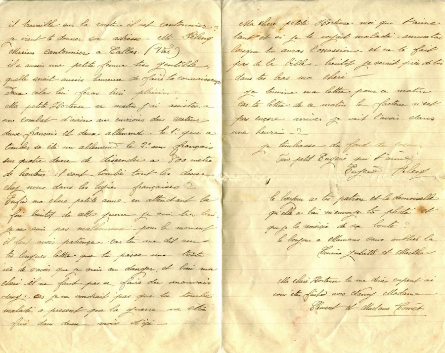 194 - Lettre d'EugÃ¨ne Felenc adressÃ©e Ã  Hortense Faurite datÃ©e du 25 juin 1916 - Pages 2 & 3.jpg