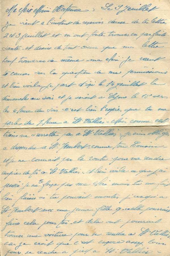 214 - Lettre d'EugÃ¨ne Felenc Ã  sa fiancÃ©e Hortense Faurite  datÃ©e du 5 Juillet 1916 - Page 1.jpg