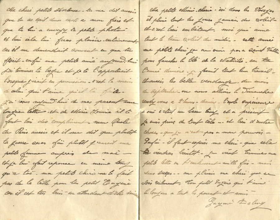 217 - Lettre d'EugÃ¨ne Felenc Ã  Hortense Faurite datÃ©e du 7 Juillet 1916 - Pages 2 & 3.jpg