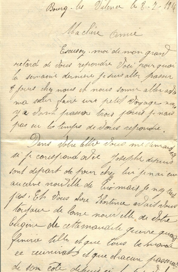 219 - Lettre adressÃ©e Ã  Hortense Faurite expÃ©diteur non identifiÃ© datÃ©e du 8 juillet 1916-page 1.jpg