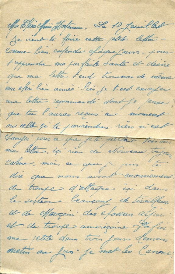 228 - Lettre d'EugÃ¨ne Felenc Ã  Hortense Faurite datÃ©e du 10 Juillet 1916 - Page 1.jpg