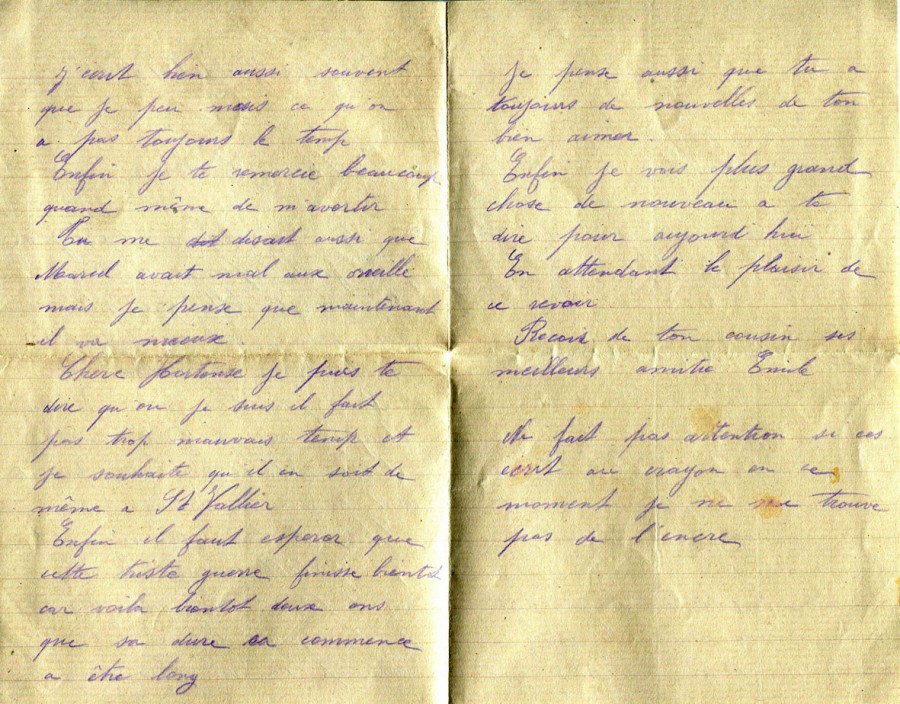 236 - Lettre d'Emile (son cousin) Ã  Hortense Faurite datÃ©e du 13 juillet 1916 - Pages 2 & 3.jpg