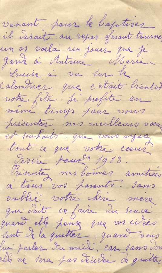 5 - Lettre de Justine Felenq adressÃ©e Ã  Hortense Fautire datÃ©e du 8 Janvier 1917 page 4.jpg