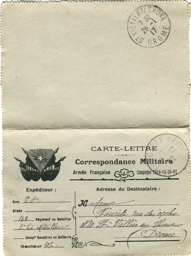 36 - Carte-lettre de EugÃ¨ne Felenc adressÃ©e Ã  sa fiancÃ©e Hortense Faurite datÃ©e du 23 Janvier 1917.jpg