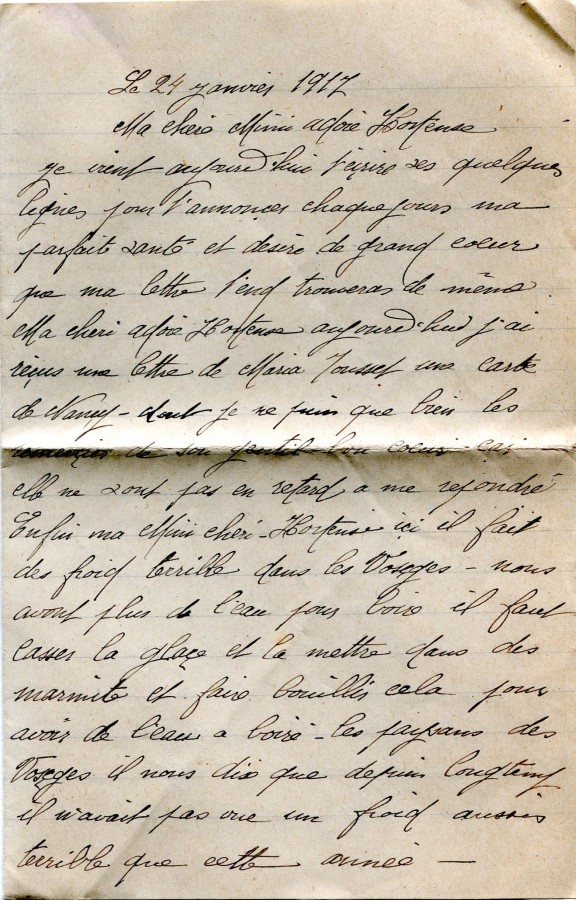 37 - Lettre de EugÃ¨ne Felenc adressÃ©e Ã  sa fiancÃ©e Hortence Faurite datÃ©e du 24 Janvier 1917 - Page 1.jpg