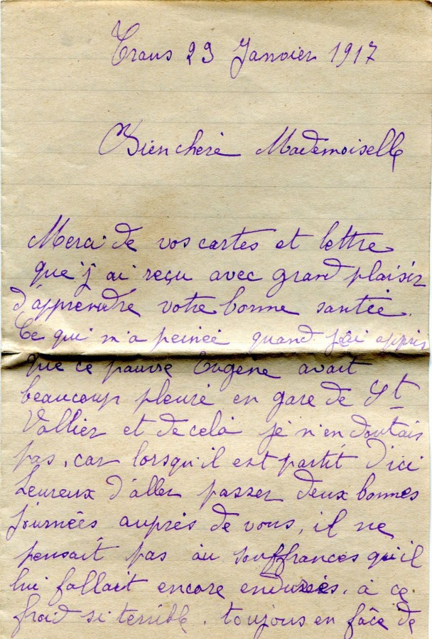50 - Lettre de Justine Felenc Ã  Hortense Faurite datÃ©e du 29 janvier 1917-page 1.jpg