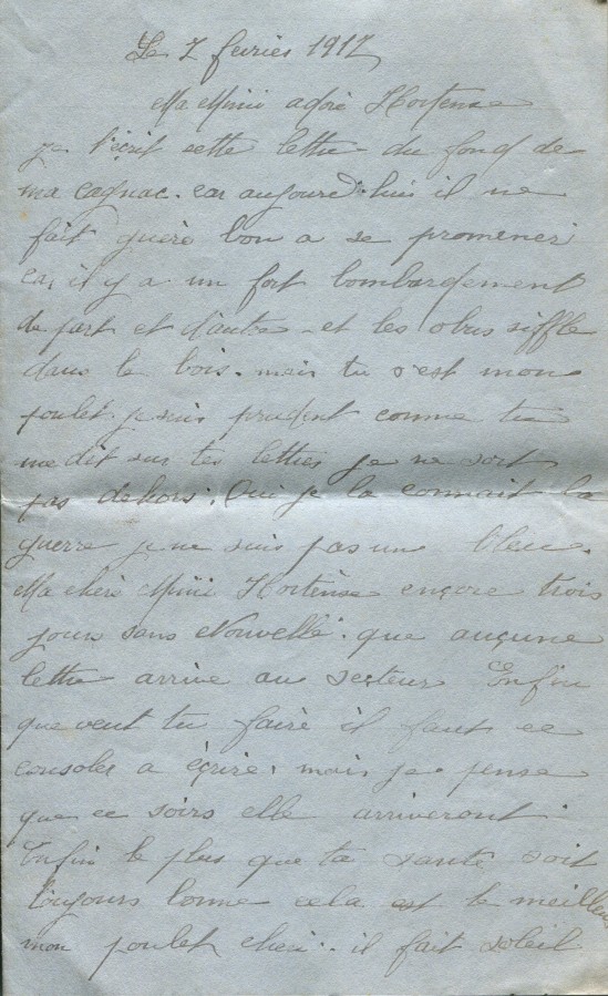 91 - 7 fÃ©vrier 1917-Lettre de EugÃ¨ne Felenc adressÃ©e Ã  Hortense Faurite-page 1.jpg