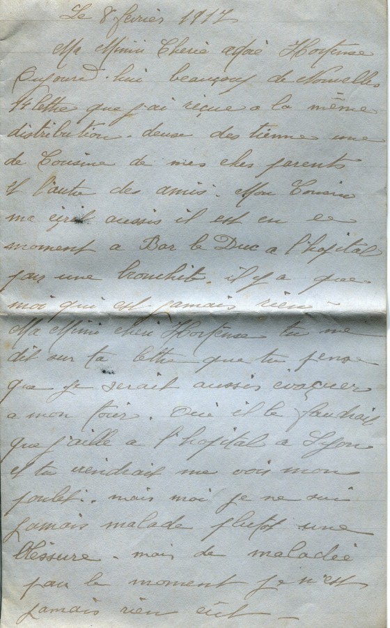 94 - 8 fÃ©vrier 1917-Lettre de EugÃ¨ne Felenc adressÃ©e Ã  Hortense Faurite-page 1.jpg
