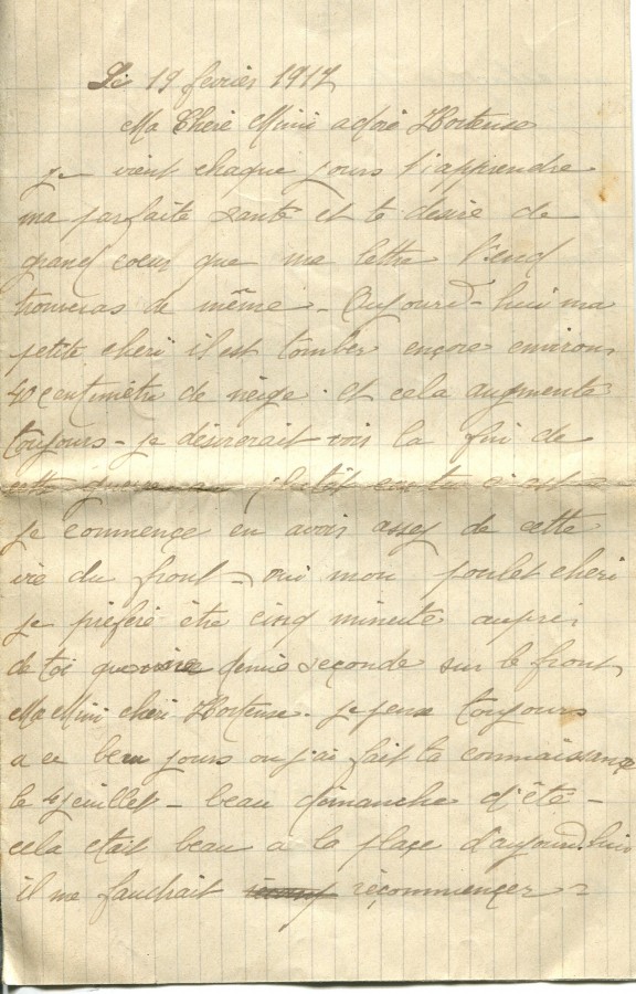 126 - 19 fÃ©vrier 1917-Lettre d'EugÃ¨ne Felenc adressÃ©e Ã  Hortense Faurite-page 1.jpg