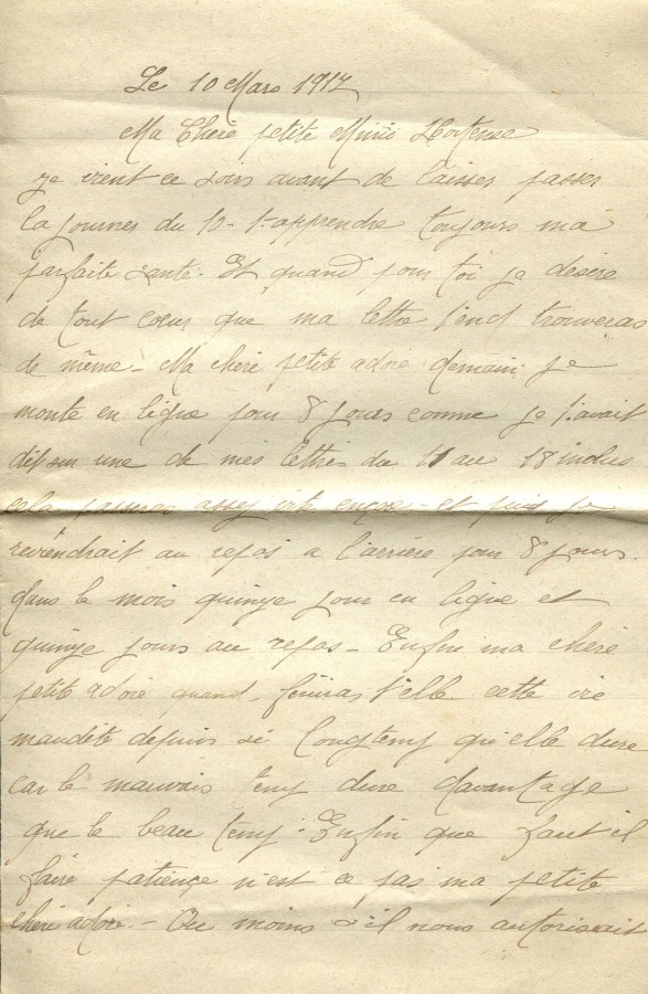 174 - 10 Mars 1917 - Lettre d'EugÃ¨ne Felenc adressÃ©e Ã  sa fiancÃ©e Hortense Faurite - Page 1.jpg