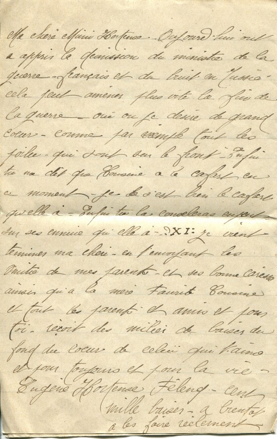 188 - 18 Mars 1917 - Lettre d'EugÃ¨ne Felenc adressÃ©e Ã  sa fiancÃ©e Hortense Faurite  - Page 4.jpg