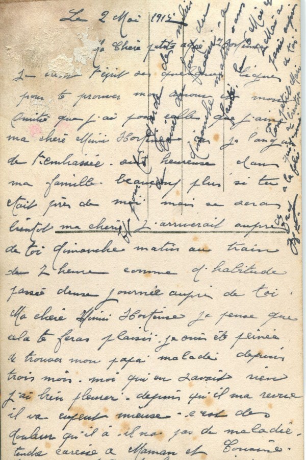 272 - 2 Mai 1917 - Verso d'une carte postale d'EugÃ¨ne Felenc adressÃ©e Ã  sa fiancÃ©e Hortense Fautire.jpg
