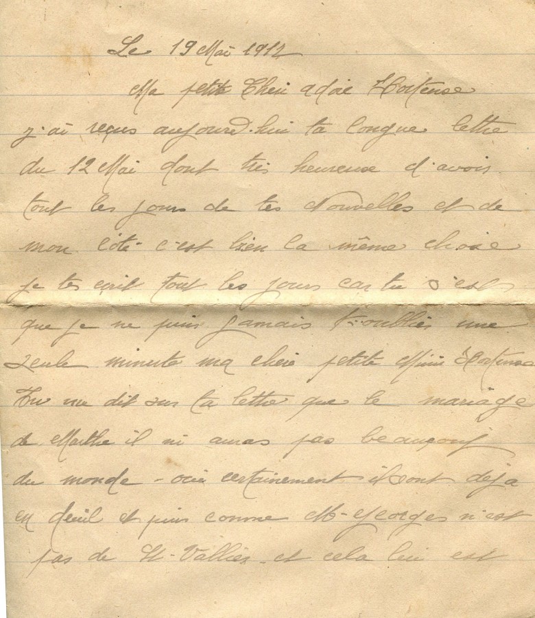 293 - 19 Mai 1917 - Lettre d'EugÃ¨ne Felenc adressÃ©e Ã  sa fiancÃ©e Hortense Faurite - Page 1.jpg