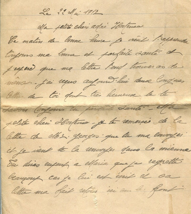 302 - 22 Mai 1917 - Lettre d'EugÃ¨ne Felenc adressÃ©e Ã  sa fiancÃ©e Hortense Faurite  - Page 1.jpg