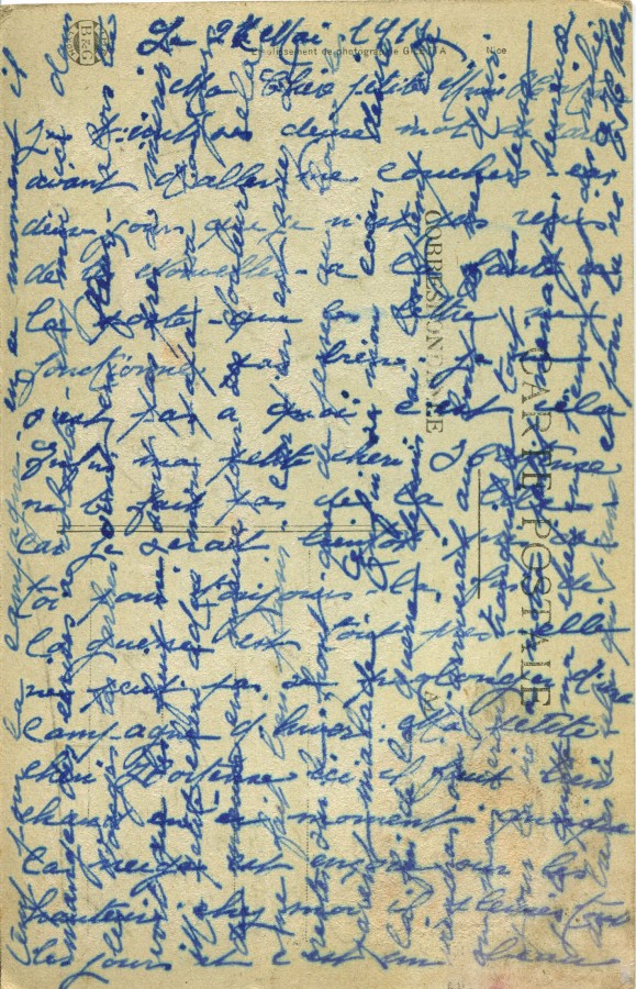 315 - 27 Mai 1917 - Verso d'une carte postale La Gare P.L.M d'EugÃ¨ne Felenc adressÃ©e Ã  sa fiancÃ©e Hortense Fautire.jpg