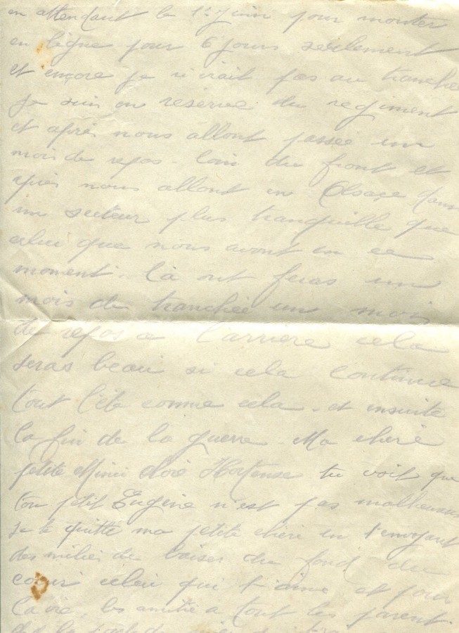 317 - 28 Mai 1917 - Lettre d'Eugène Felenc adressée à sa fiancée Hortense Faurite - Page 2.jpg