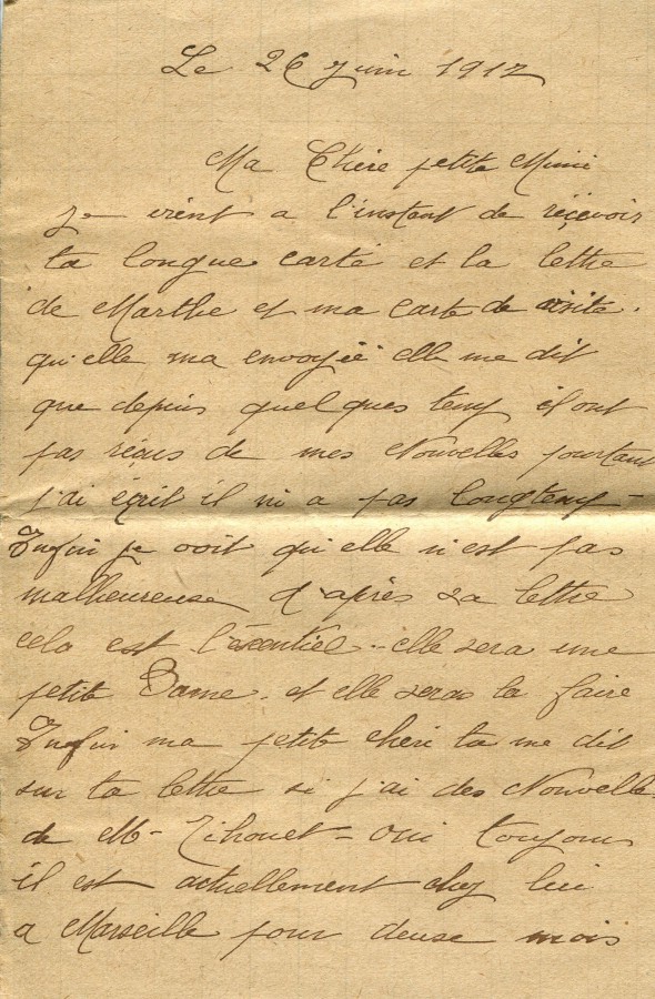 366 - 26 Juin 1917 - Lettre d'EugÃ¨ne Felenc adressÃ©e Ã  sa fiancÃ©e Hortense Fautire - Page 1.jpg