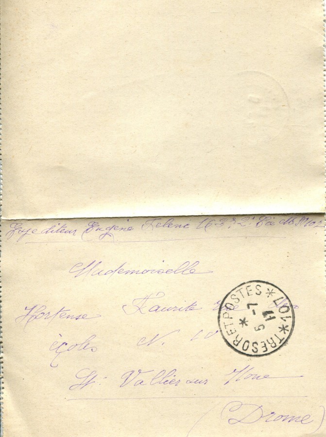 326 - Enveloppe adressÃ©e par EugÃ¨ne Felenc Ã  sa fiancÃ©e Hortense Fautire datÃ©e du 4 Juillet 1917.jpg
