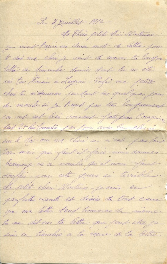 327 - Lettre d'EugÃ¨ne Felenc adressÃ©e Ã  sa fiancÃ©e Hortense Fautire datÃ©e du 7 Juillet 1917 -.jpg