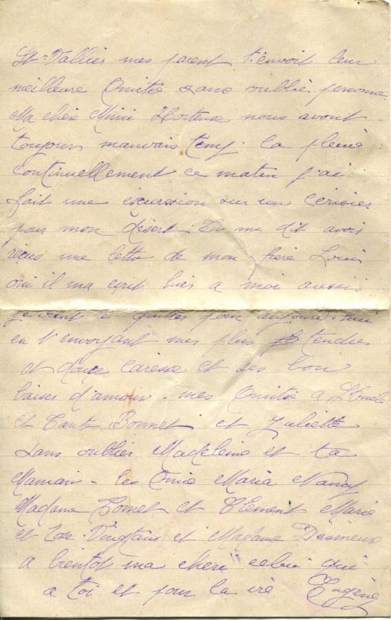 337 - Lettre d'EugÃ¨ne Felenc adressÃ©e Ã  sa fiancÃ©e Hortense Fautire datÃ©e du 10Juillet 1917 - Page 4.jpg
