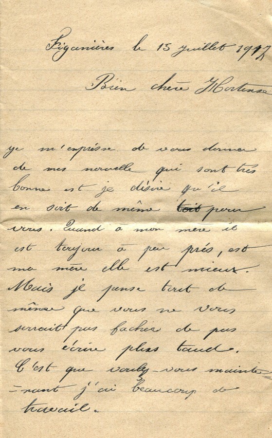 343 - Lettre de Marie Felenc adressÃ©e Ã   Hortense Fautire datÃ©e du 15 Juillet 1917 - Page 1.jpg