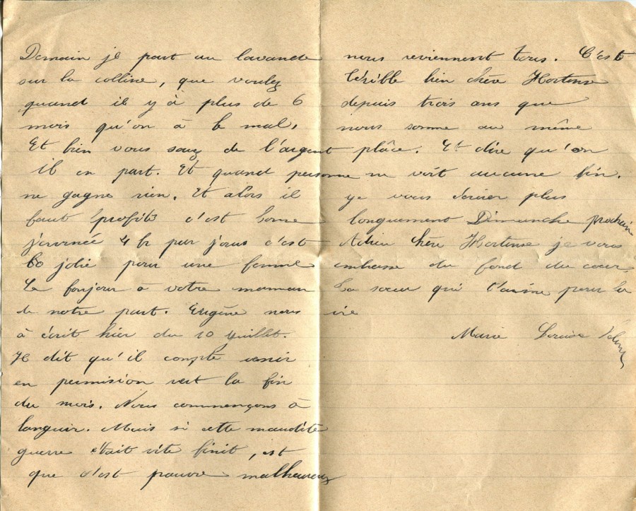 344 - Lettre de Marie Felenc adressÃ©e Ã   Hortense Fautire datÃ©e du 15 Juillet 1917 - Page 2.jpg