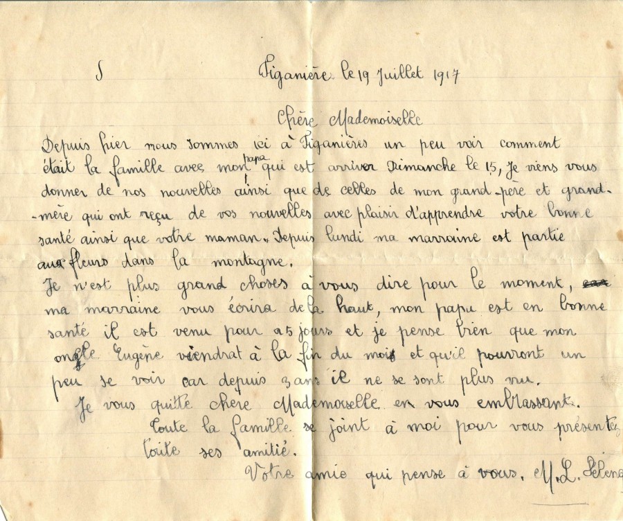 348 - Lettre d'une amie ( Mme Felenq ) adressÃ©e Ã  Hortense Fautire datÃ©e du 19 Juillet 1917.jpg